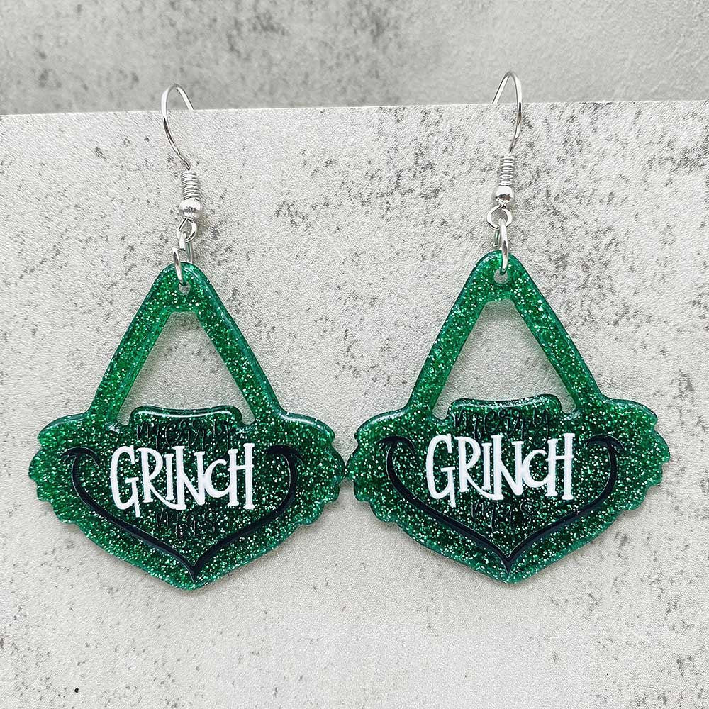 Wholesale  Christmas Acrylic Earrings  Red Santa Hat Christmas Tree Pendant Earrings