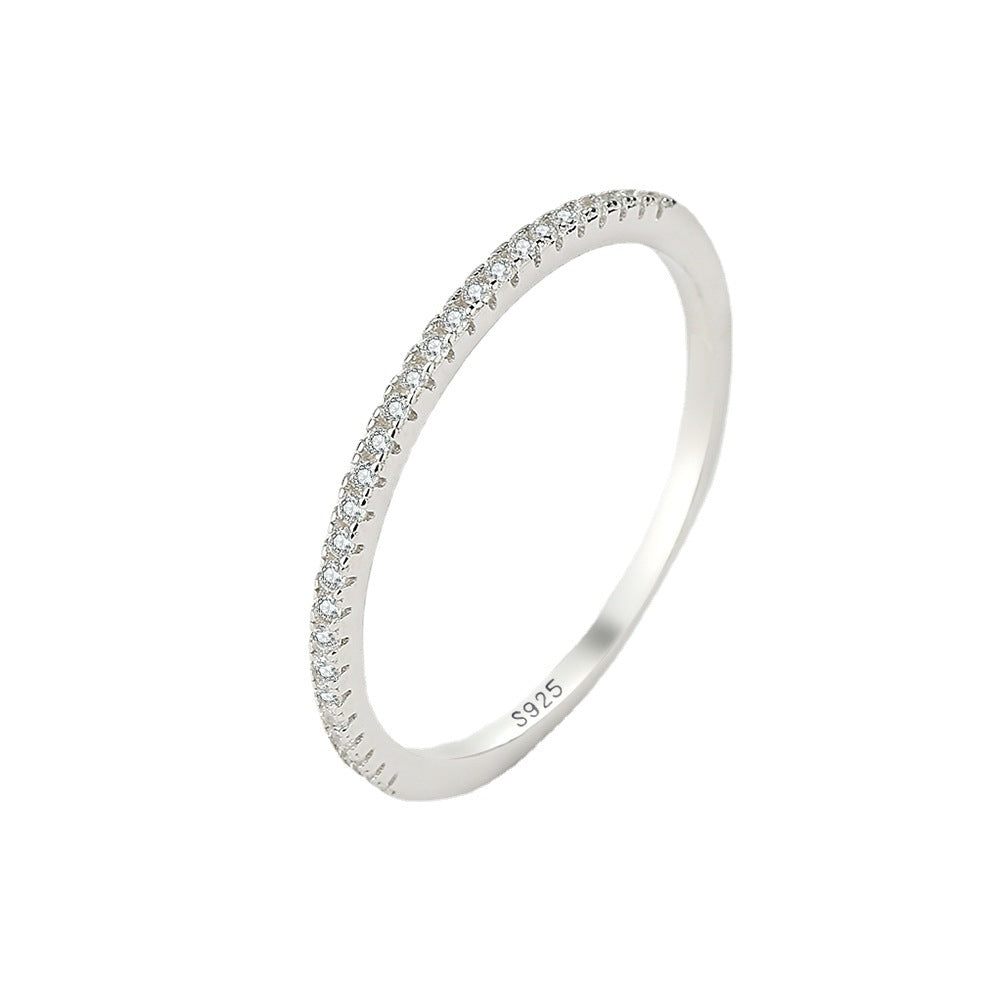Wholesale 925 Sterling Silver Single Row Diamond Ring