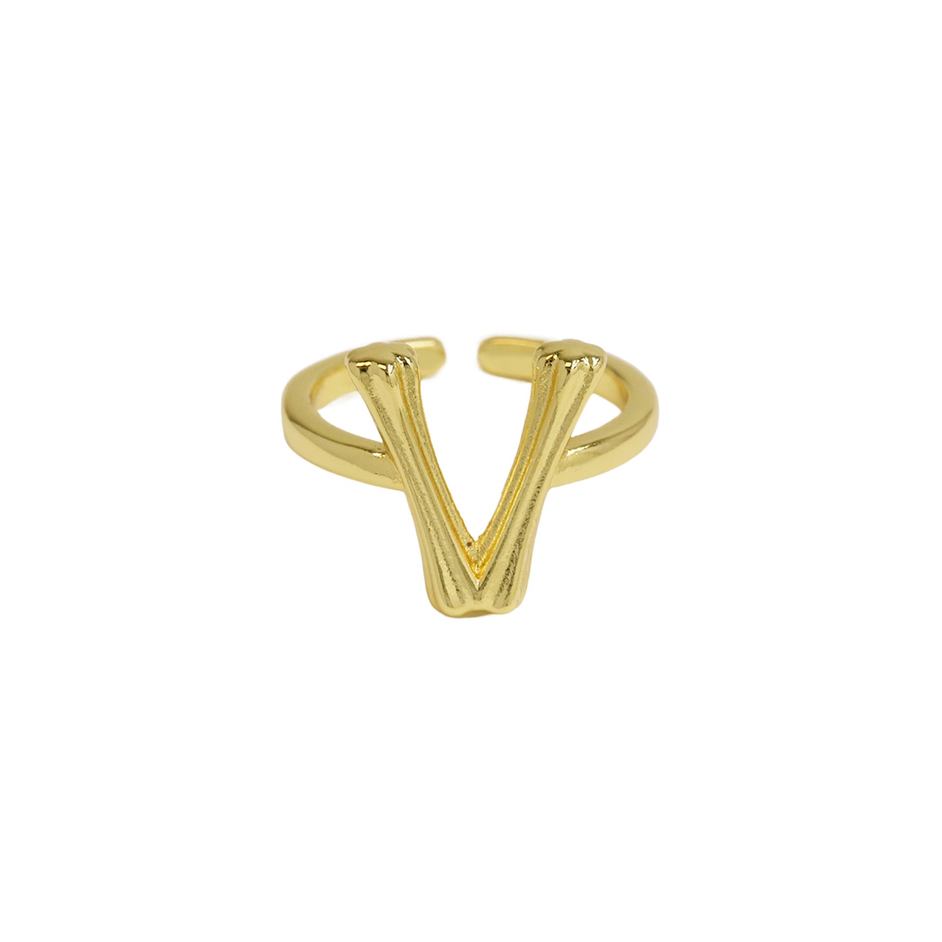 Wholesale  Golden Bamboo Bamboo Simple 26 English Letters Open Ring