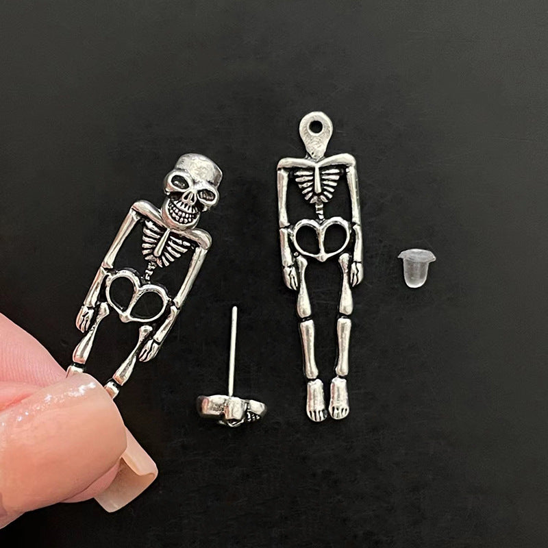 Wholesale Halloween skull skeleton simulation human skeleton detachable stud earrings