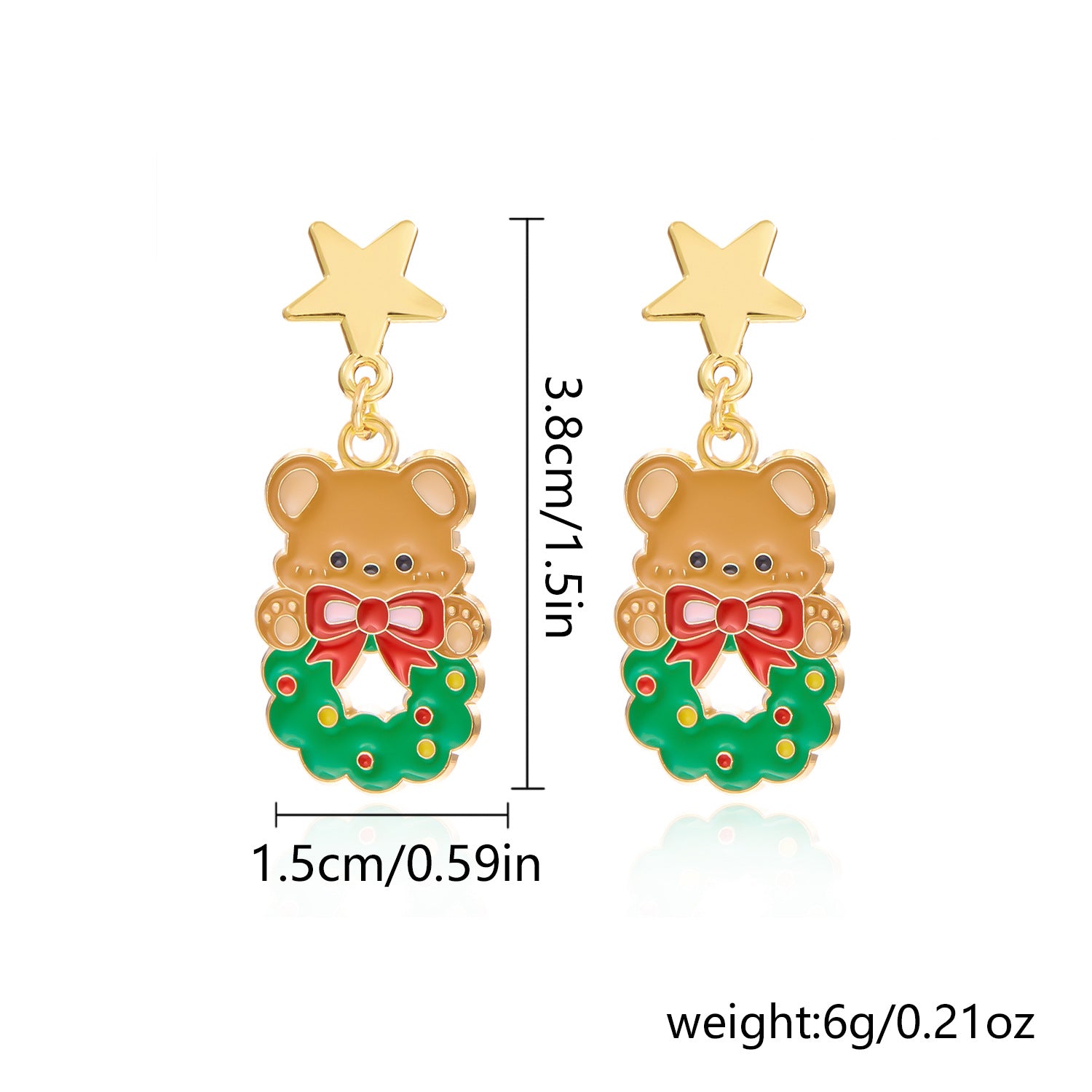 Wholesale Cartoon oil dripping  Christmas tree bell earrings