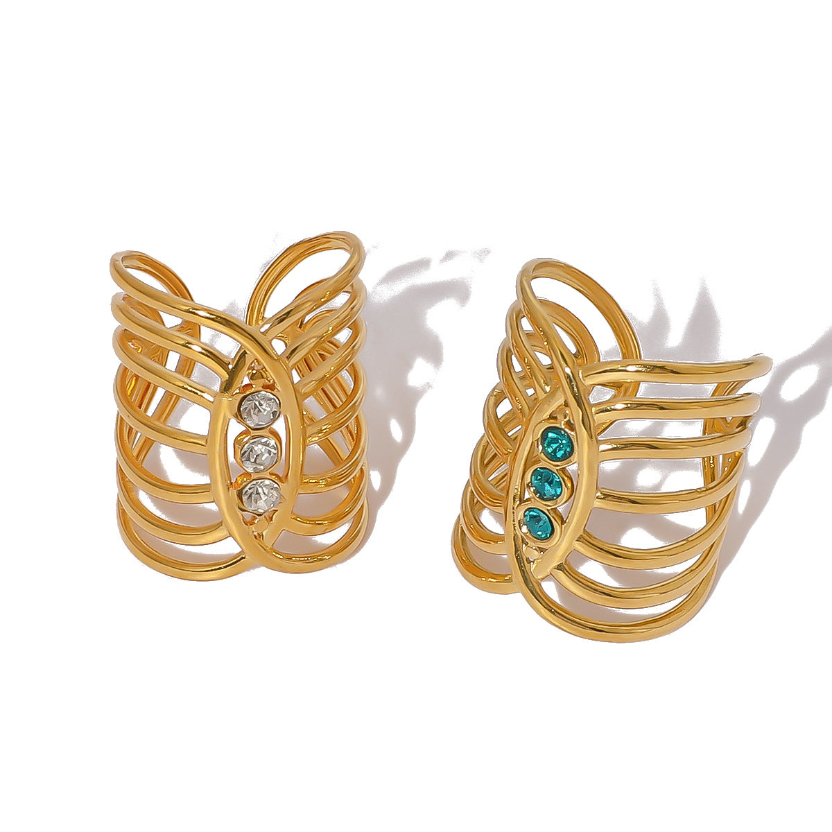 Wholesale Stainless Steel 18K Gold Plated Zircon Rings ACC-RS-XinY011