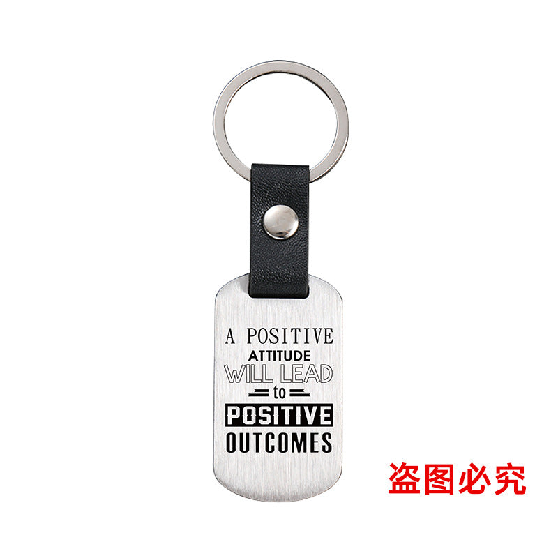 Wholesale Motivational Positive Metal Leather Keychains ACC-KC-GangGu032