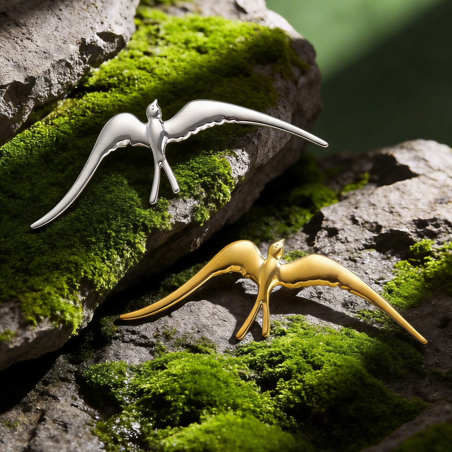 Wholesale Trendy Stainless Steel Bird Brooch 18K Gold Tone Animal Pin For Women Suit Accessory