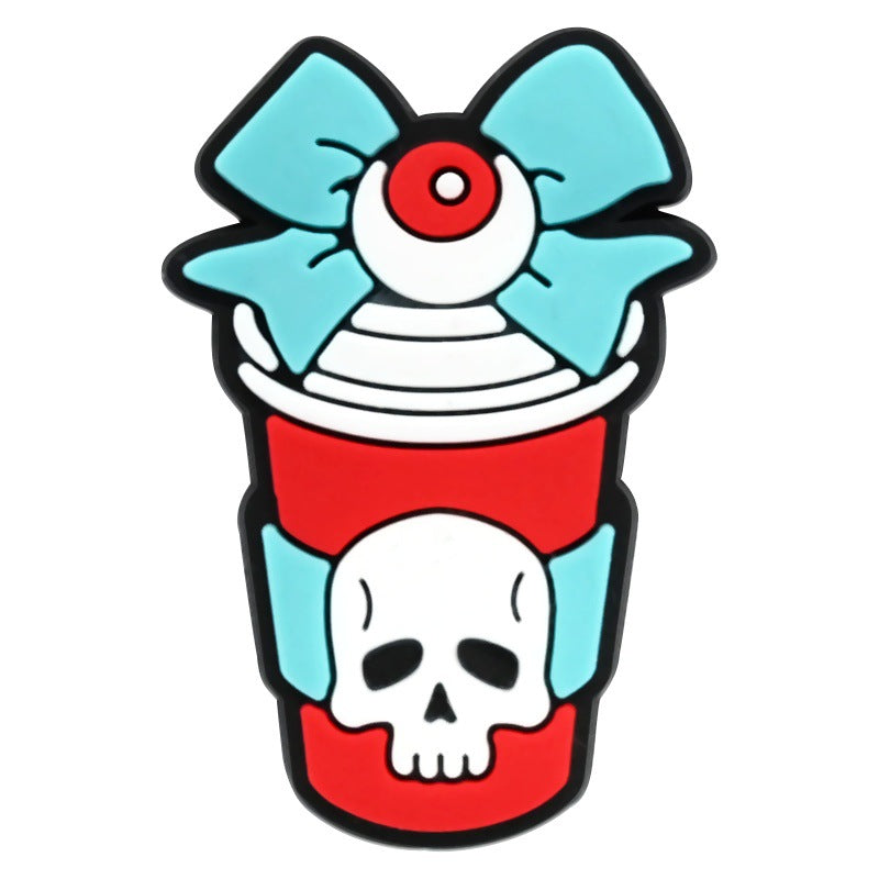 Wholesale Random 100pcs  coffee cup series  PVC Soft Rubber Shoe Buckle Decoration