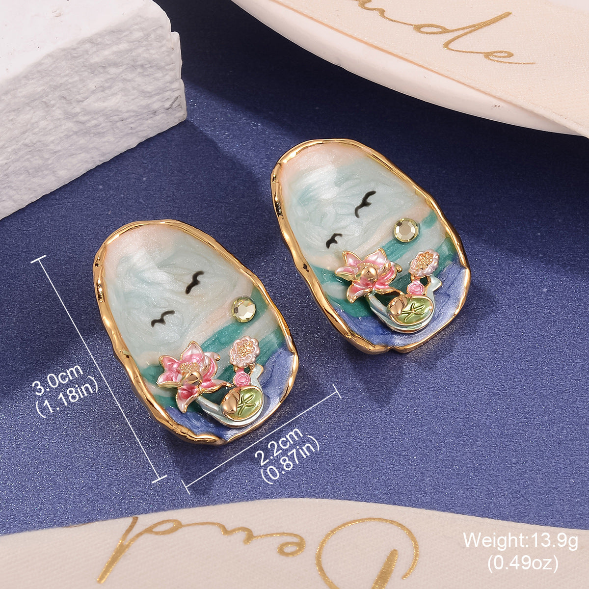 Wholesale Enameled Gradient Oil Drop Earrings