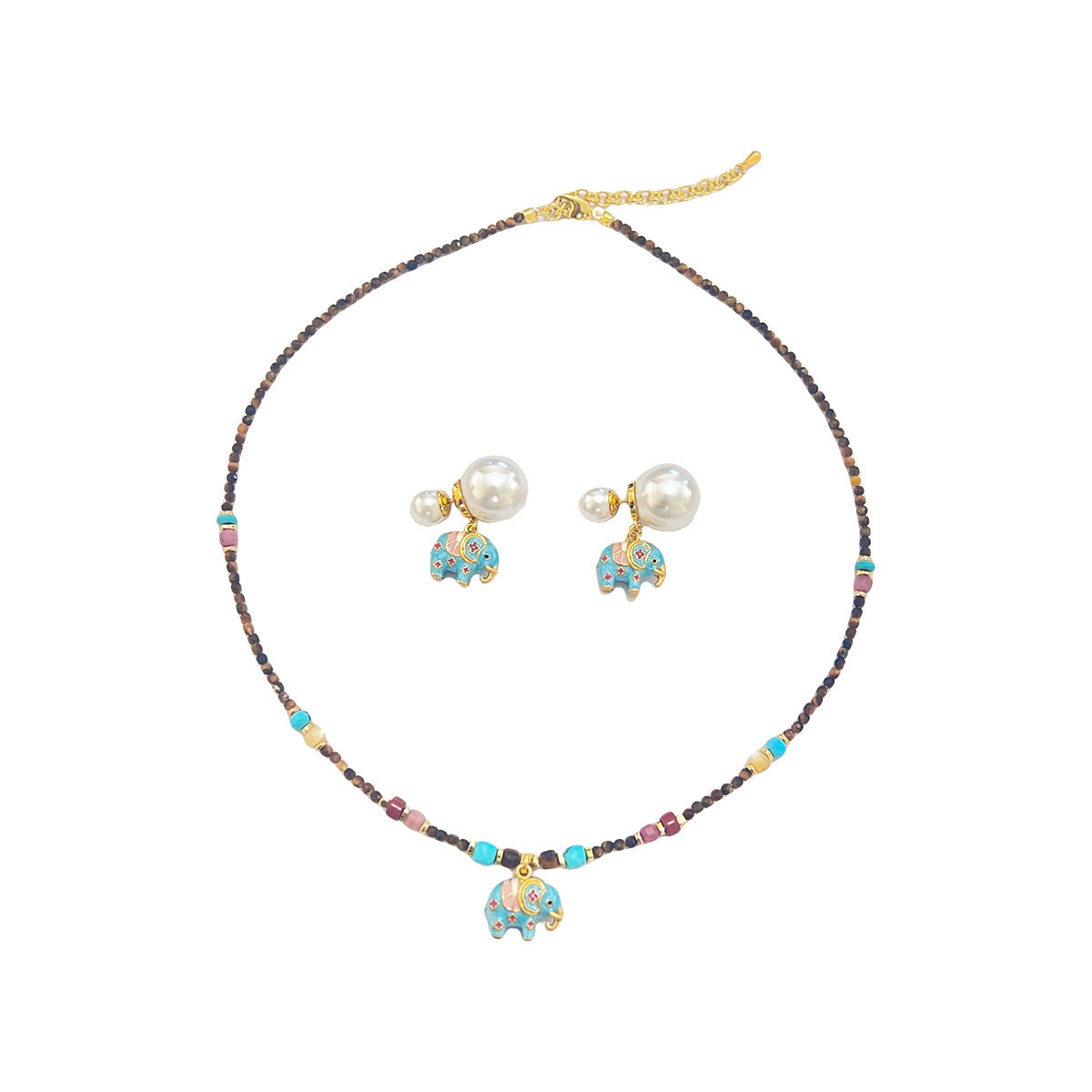 Wholesale Vintage Turquoise Pearl Elephant Choker Necklace