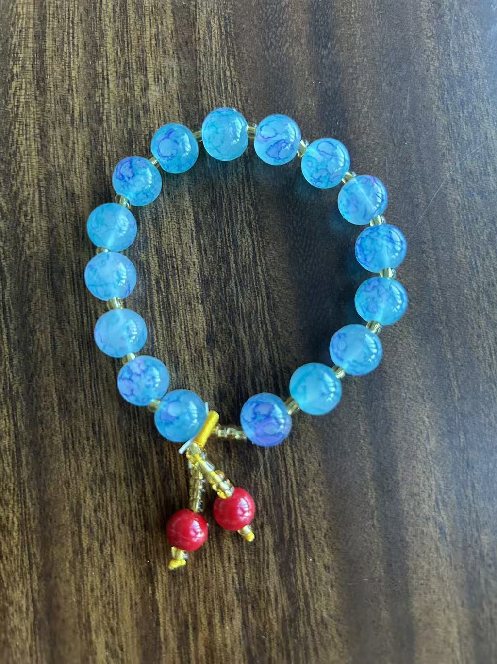 Wholesale Glazed Glass Bead Bracelet Purple White Crystal Style Trendy Jewelry Accessory Everyday Wear Gift For Women Boutique Resale