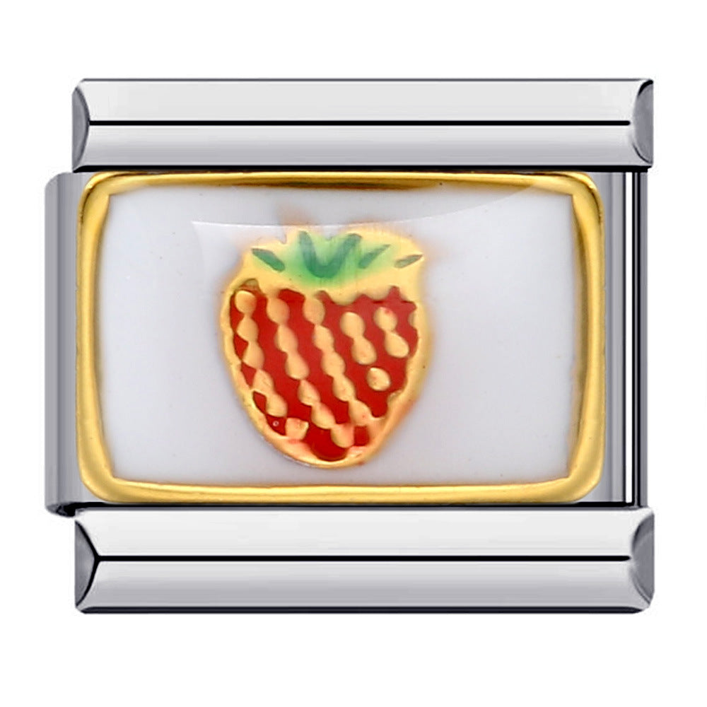 Wholesale Italian Charm Bracelet 9mm DIY Splicing Removable Gold Plated Oil Drop Cartoon Stainless Steel Composable Bracelet