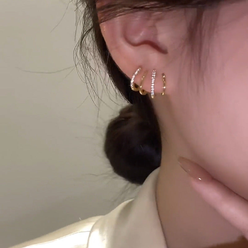 Wholesale  metal real gold silver needle zircon  earrings