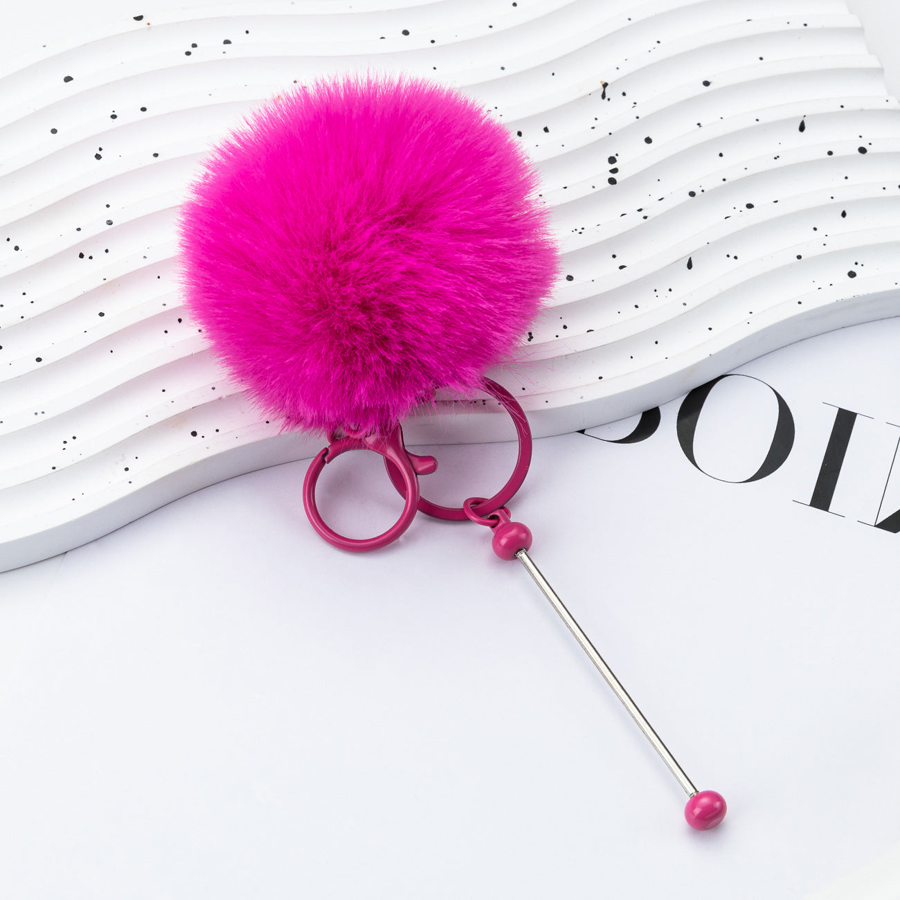 Wholesale DIY Beadable Plush Ball Keychain