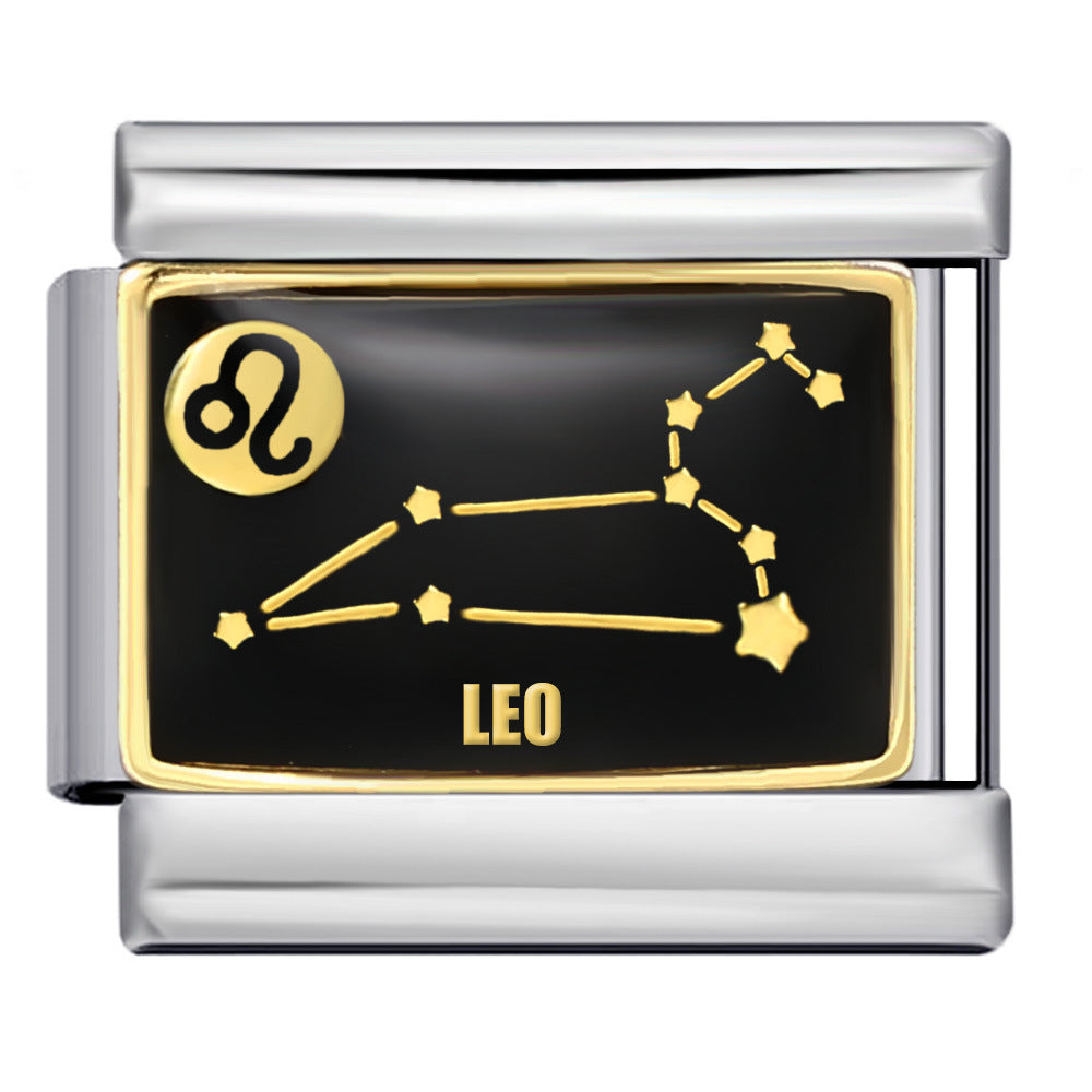 Wholesale Italian Module  12 Constellation Series  Bracelet Stainless Steel Welding Gold Plated Oil Drop DIY Charms