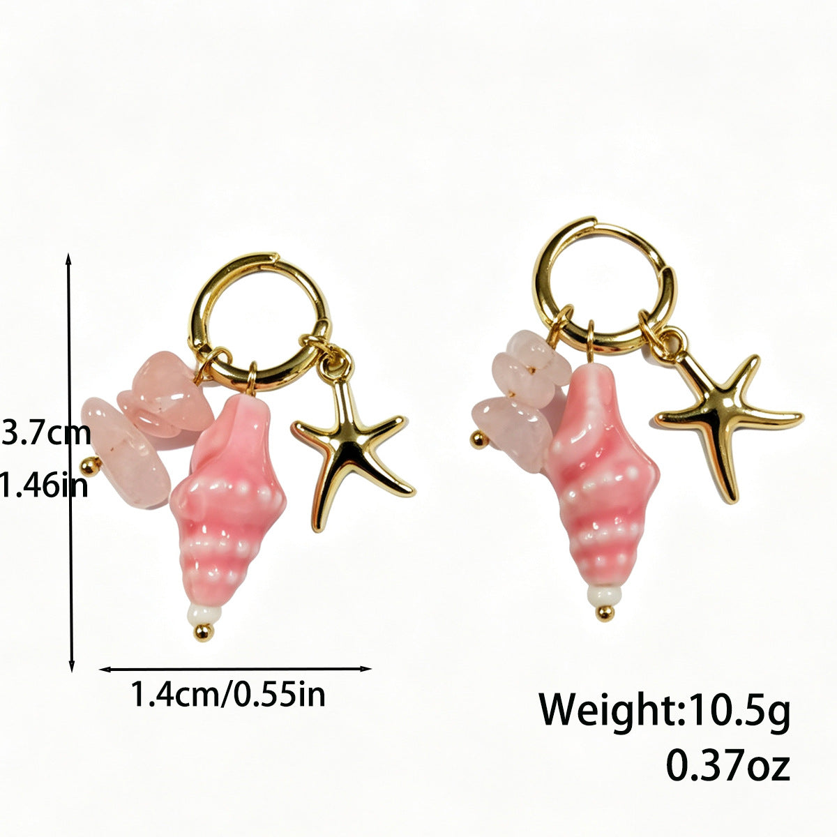 Wholesale Stylish Sun Moon Pendant Ear Cuff Earrings Gold Plated Ocean Beach Shell Jewelry Accessory For Women