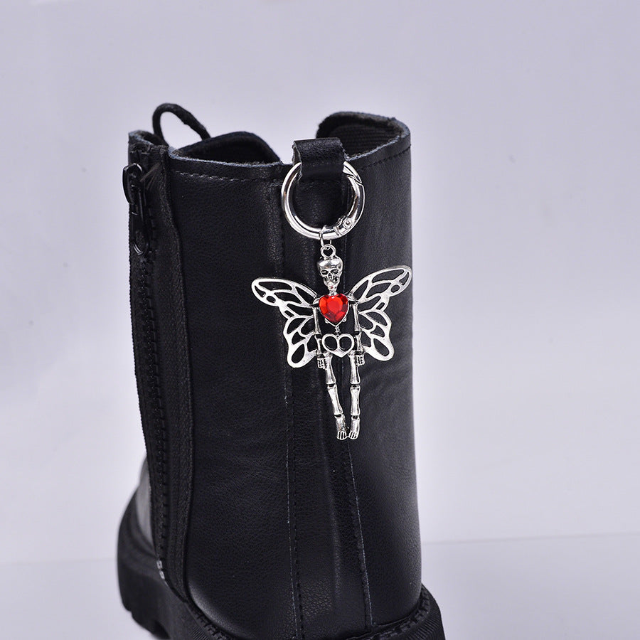Wholesale human skeleton wing gemstone pendant Shoes Charms