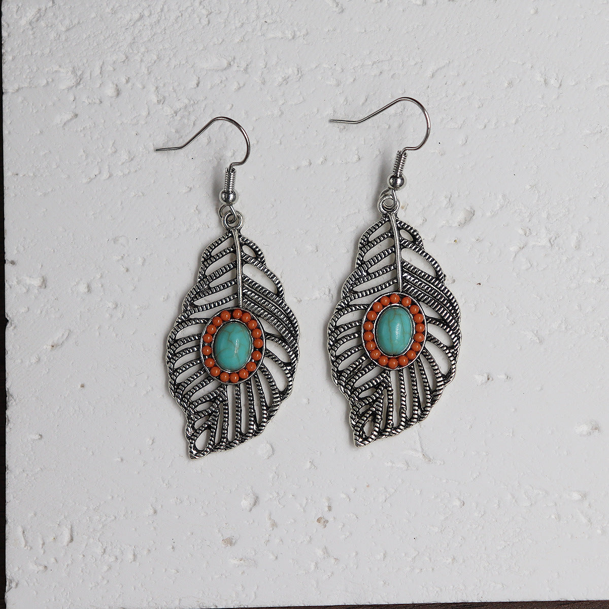 Wholesale Ethnic Style Alloy Drop Earrings with Imitation Turquoise – Trendy Beach Jewelry Accessory