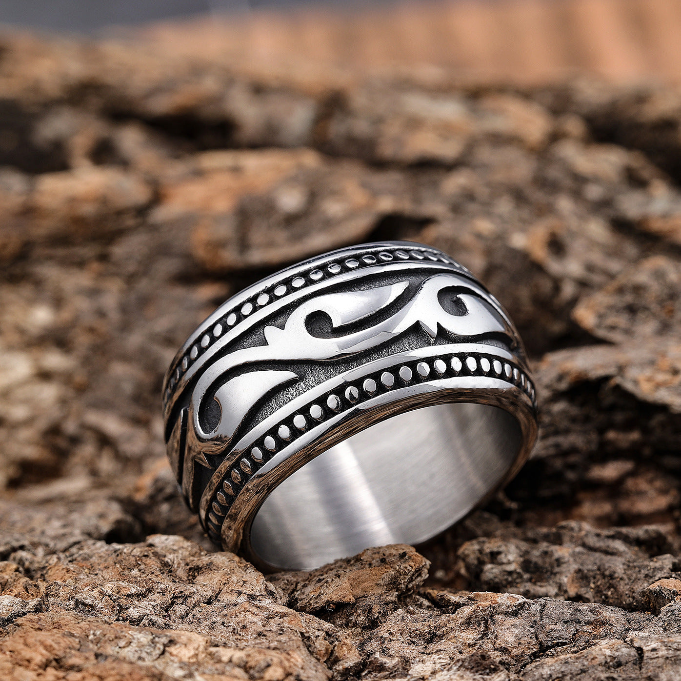 Wholesale Retro Totem Ring Titanium Steel Ring ACC-RS-Moer004
