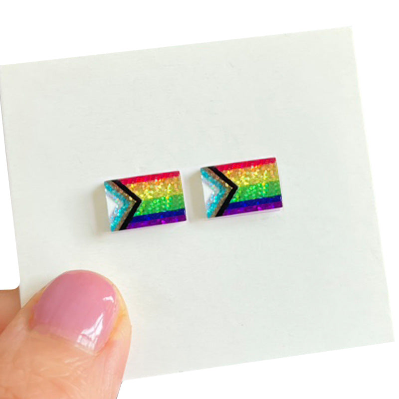 Wholesale  Rainbow Shiny Bright Small Earrings