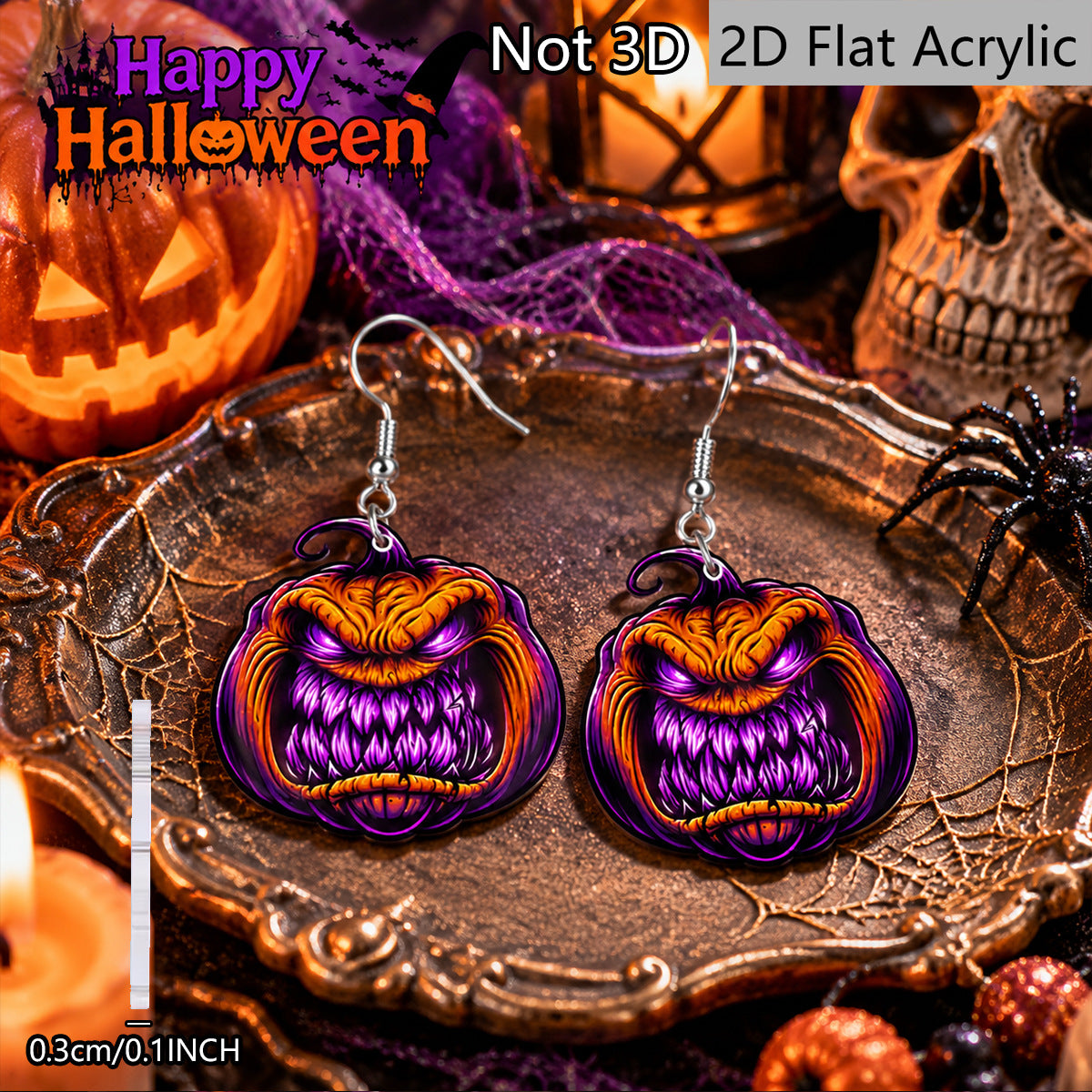 Wholesale  Pumpkin Face Earrings Acrylic Dark Style Party Wear Fashion Accessory