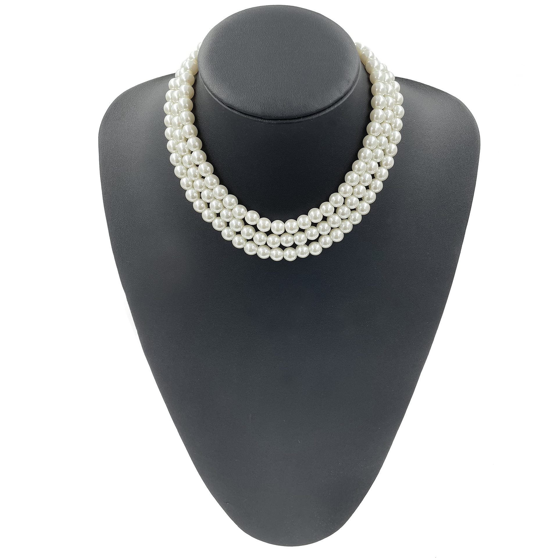 Wholesale Three-layer glass pearl necklace bracelet earrings suit