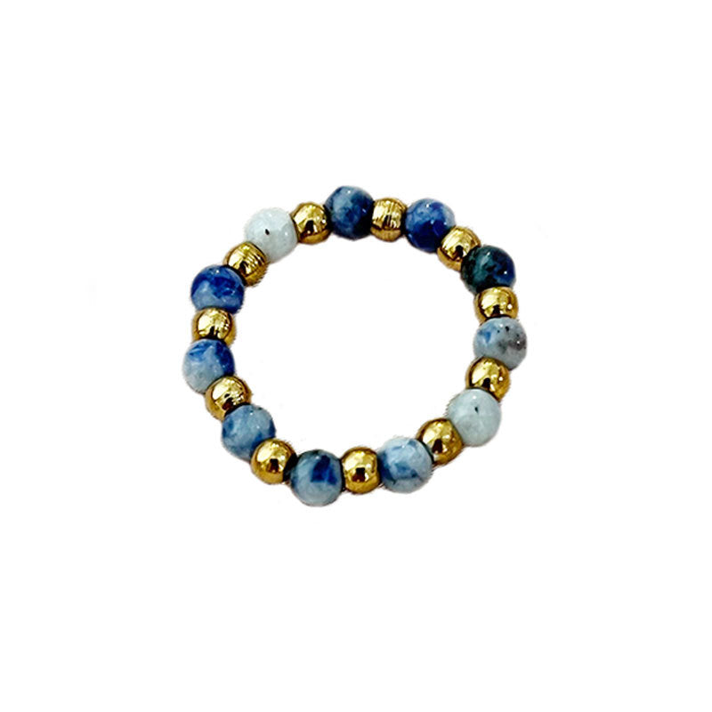 Wholesale stainless steel steel ball elastic natural stone  ring