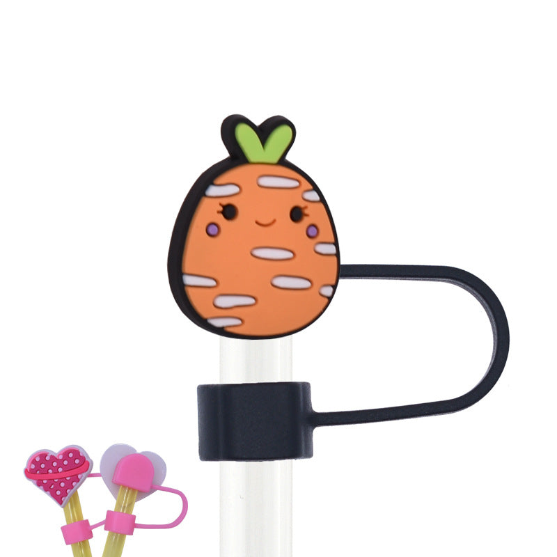 Wholesale Random 100pcs Cartoon Cute Pig Straw Cover 10MM Straw Tube Cap