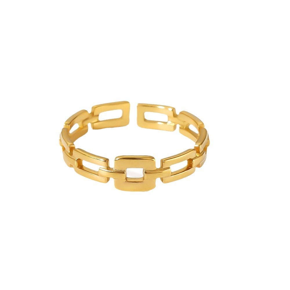 Wholesale Light Luxury 18K Gold Stainless Steel Hollow Rings ACC-RS-LiQuan004