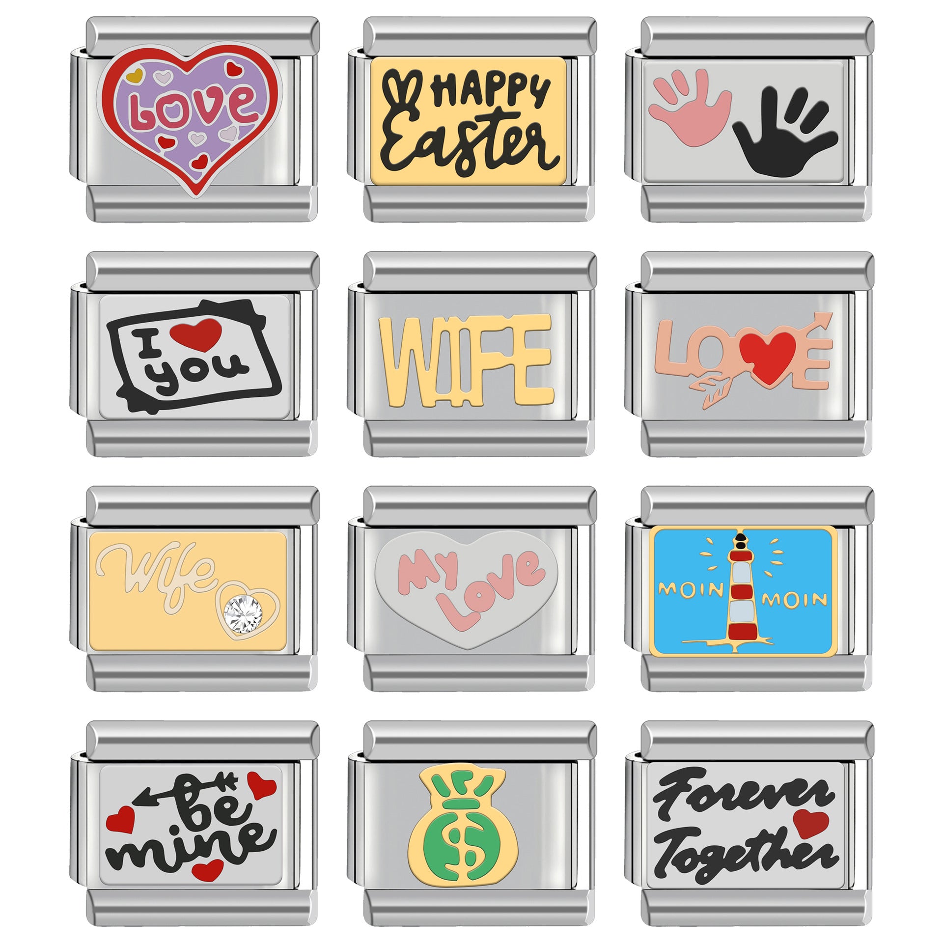 Wholesale 9mm Italian Charm Starter Bracelets DIY square Single Section Creative Stainless Steel Composable Bracelet