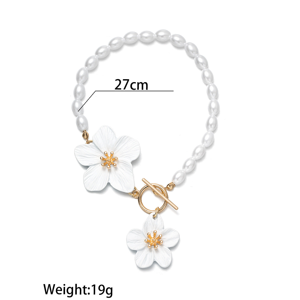 Wholesale pearl beaded alloy OT chain spray paint three-dimensional flower anklet