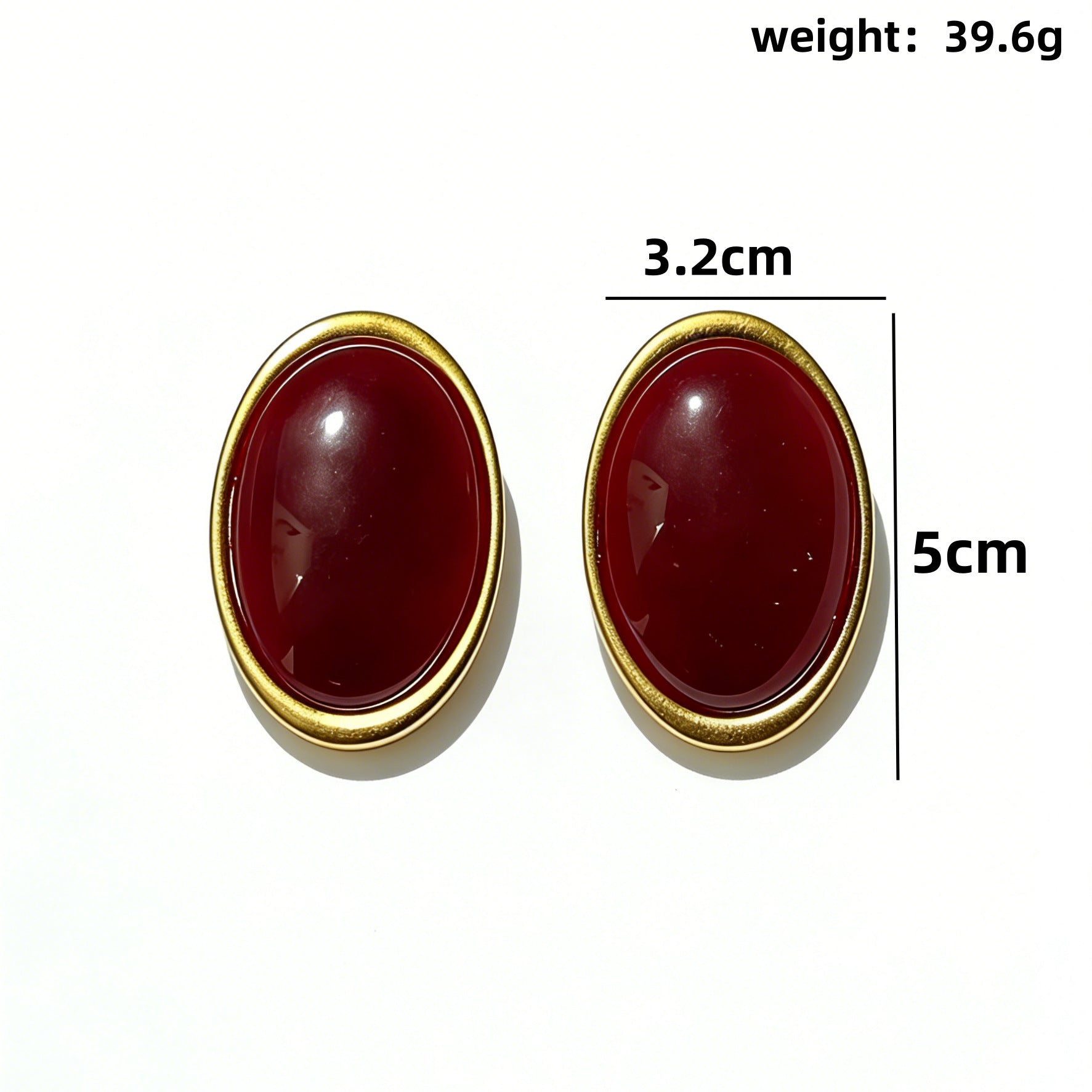 Wholesale Retro Oval Resin Earrings Crimson Agate Effect Party Fashion Accessory