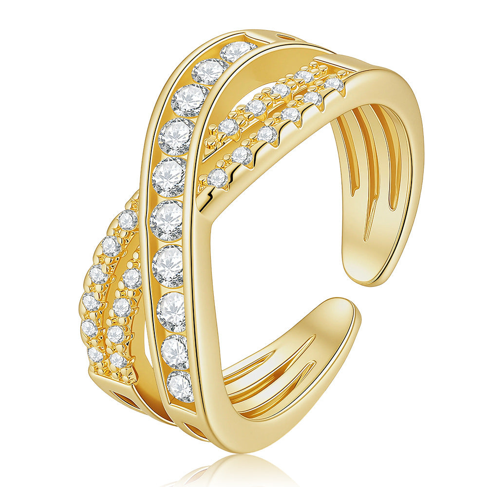 Wholesale Gold Moissanite Ring Adjustable Open Design Chic Women S Jewelry Gift
