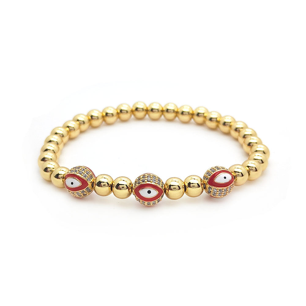 Wholesale 18K Gold Beaded Oil Dripping Devil's Eye Bracelet ACC-BT-Qiqi012