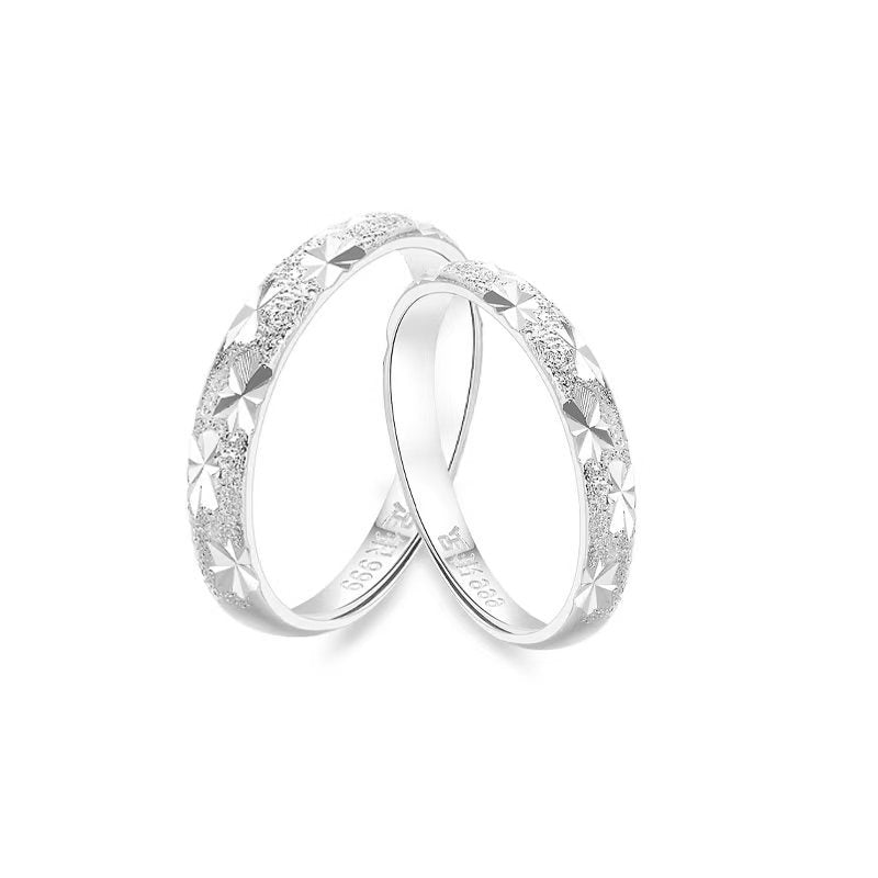 Wholesale Stylish Adjustable Sterling Silver Starry Couple Ring Set In Minimalist Design Everyday Boutique Jewelry Accessory