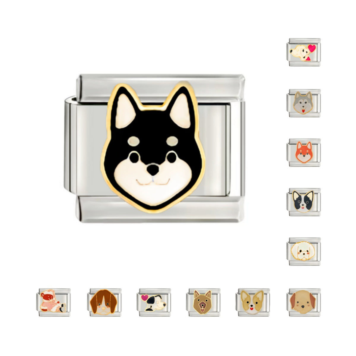 Wholesale 9mm Italian Charm Starter Bracelets DIY square Single Section Creative Stainless Steel Composable Bracelet