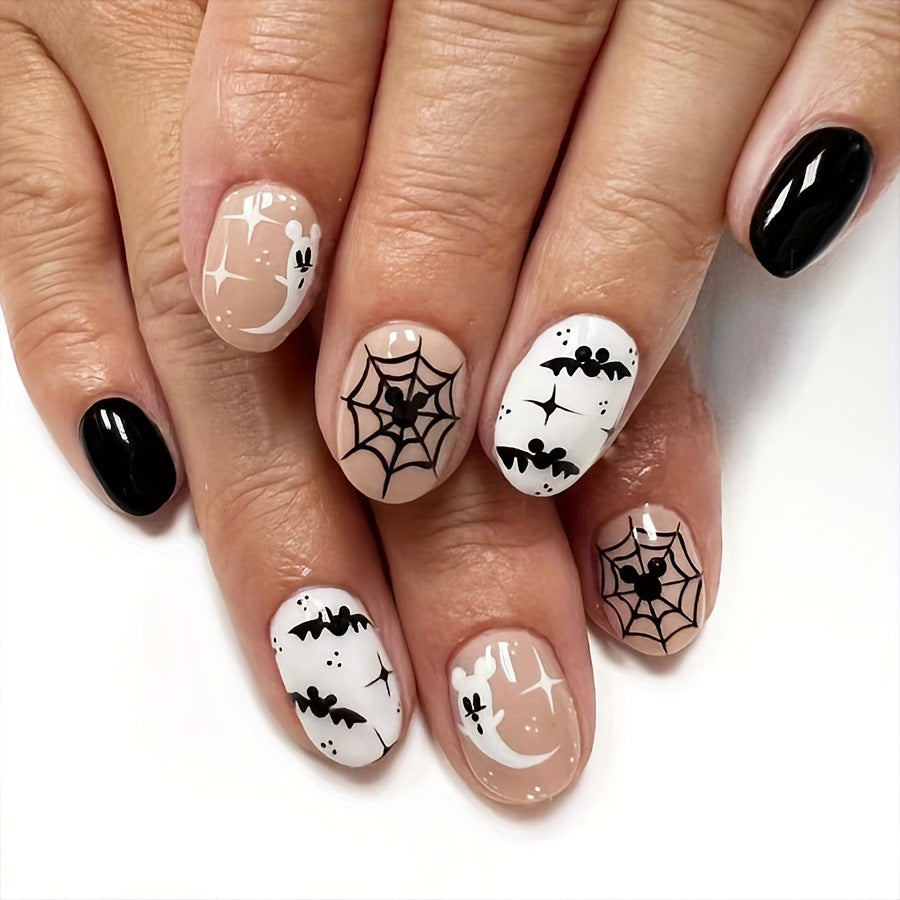 Wholesale 24 Pieces/box Halloween Ghost Bat Spider Press-on Nails Kits Nail Stickers ACC-NS-GuaiXL092