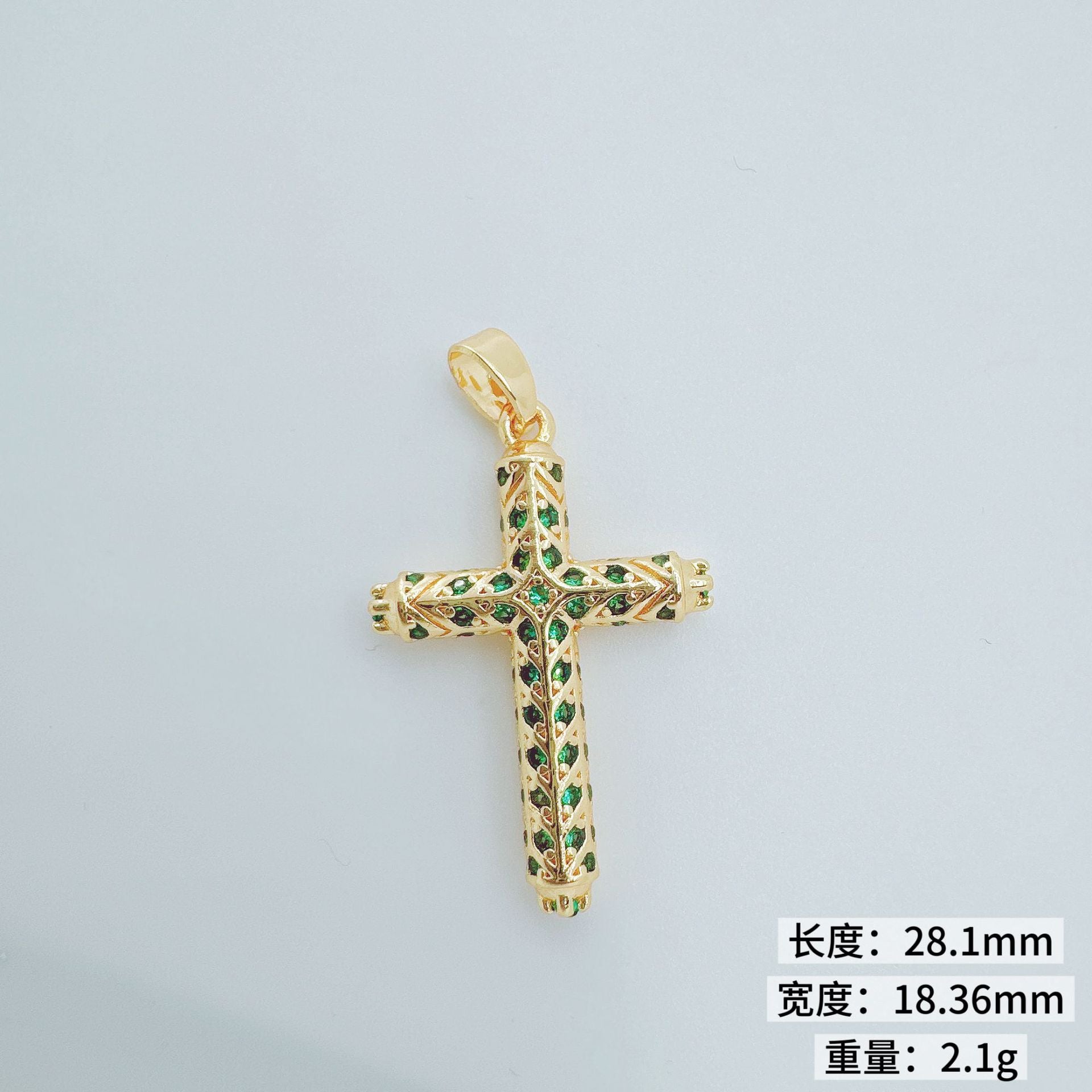 Wholesale Retro Cross Pendant Necklace Gold Plated Copper Zirconium Stylish Jewelry Accessory