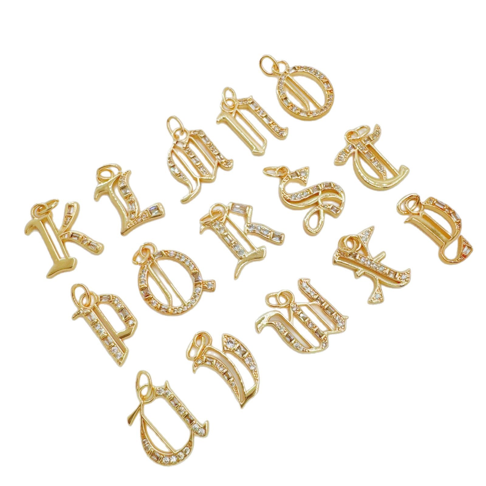 Wholesale Copper Gold-Plated Ice Sugar Letter Pendant Necklace European American Style Fashion Jewelry Accessory for Women