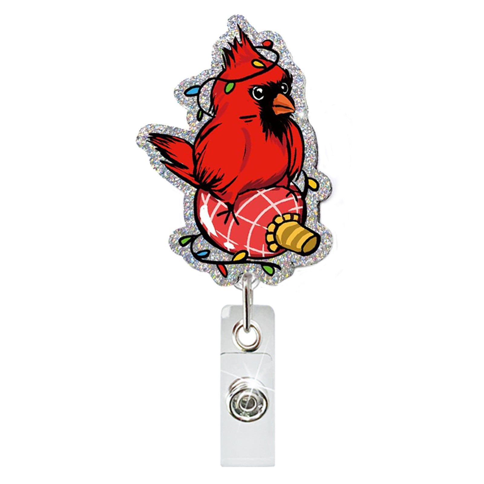 Wholesale Acrylic Christmas Lights Dog Dinosaur Black Cat Retractable Rotating Badge Keychain ACC-KC-QiDing029