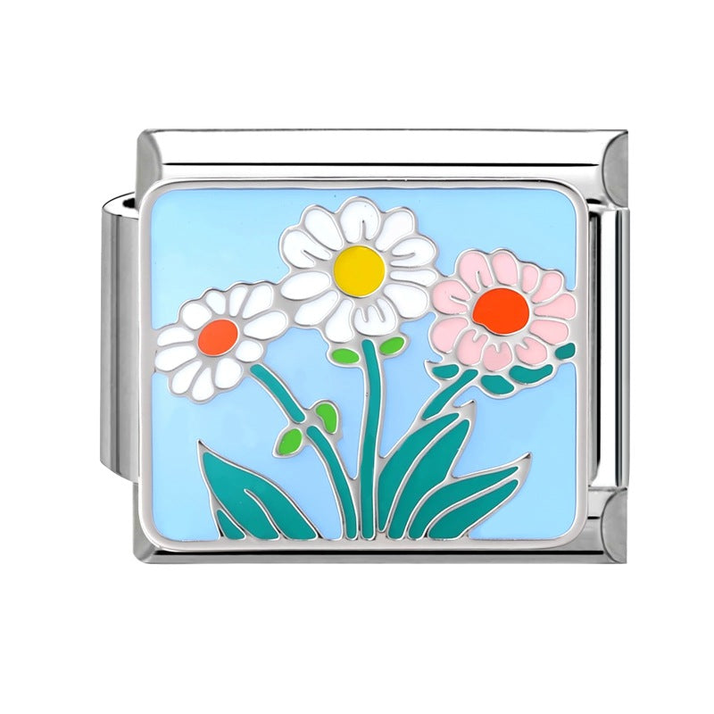 Wholesale  Italian Magic DIY Creative Steel Base Flower Module  Handmade Craft Charms