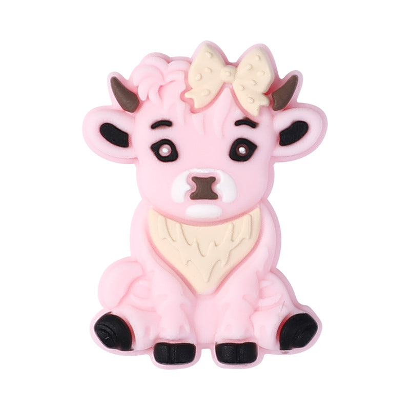 Wholesale 20pcs Cartoon Highland Cattle Focal Beads DIY Bead Accessories