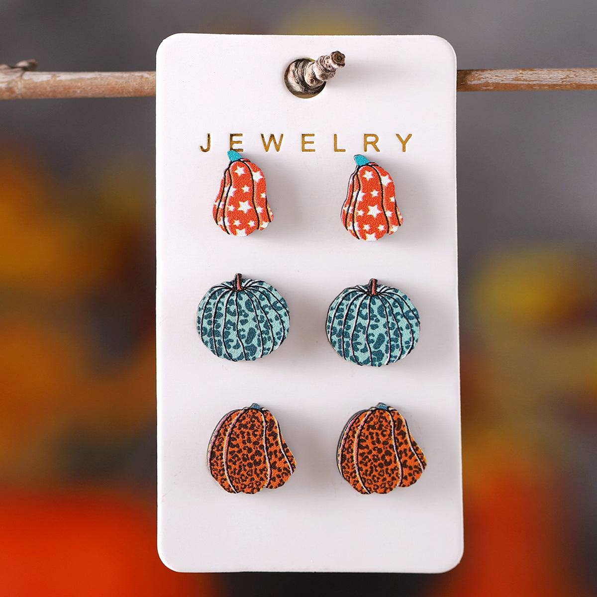 Wholesale Thanksgiving leopard plaid stars pumpkin earrings suit