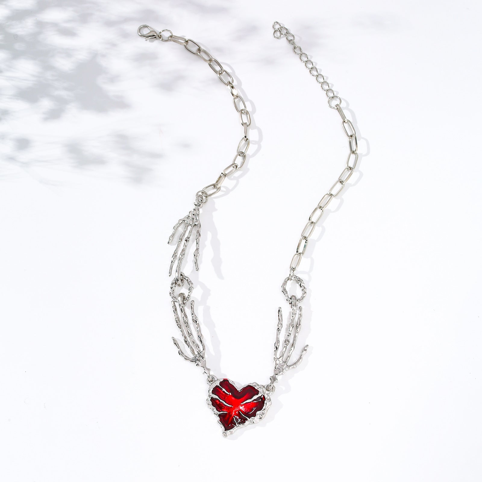 Wholesale ghost claw stitching red heart necklace