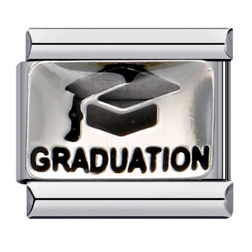 Wholesale Italian Charm Bracelet 9mm DIY Splicing Removable English Combination Stainless Steel Composable Bracelet