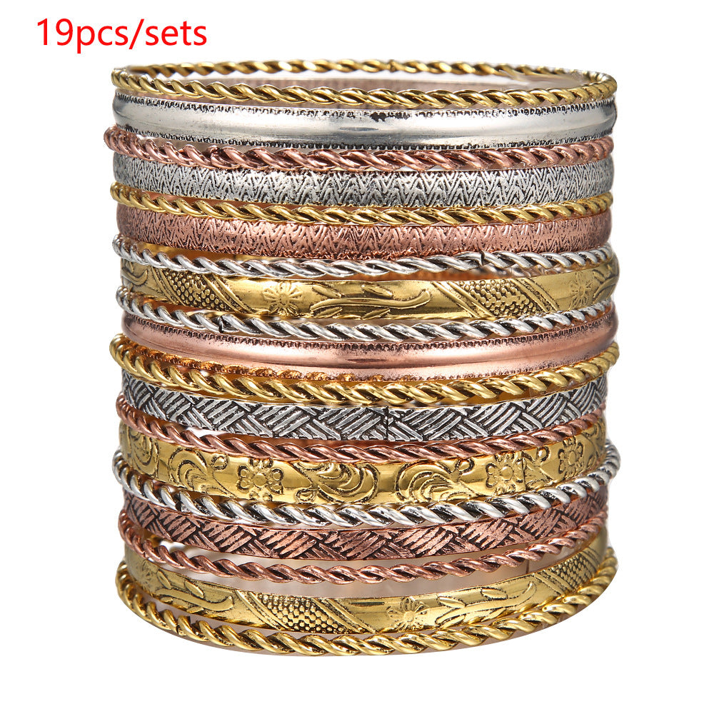 Wholesale Set of 12 Bracelets Set Cross-Border Jewelry Bohemian Style Multi-Layer Alloy Bracelets