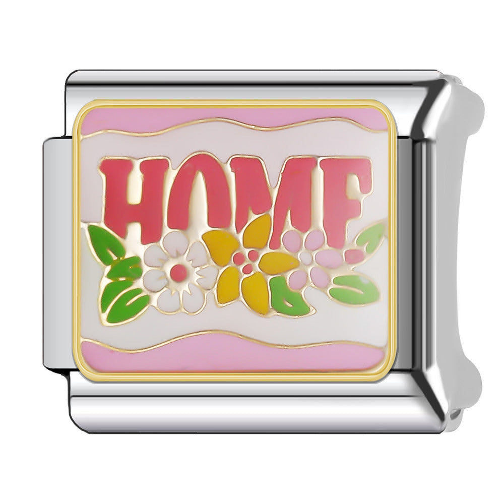 Wholesale Italian Charm Bracelet 9mm DIY Splicing Stainless Steel Wedding Couple Anniversary Cartoon Composable Bracelet