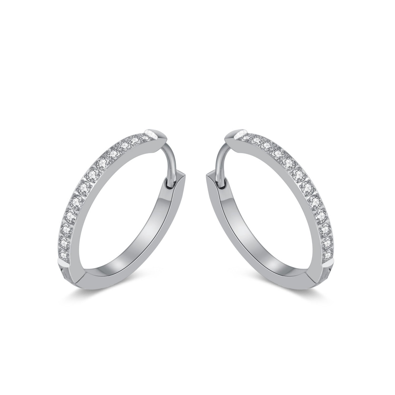 Wholesale titanium steel ring ear buckle  light luxury  diamond earrings