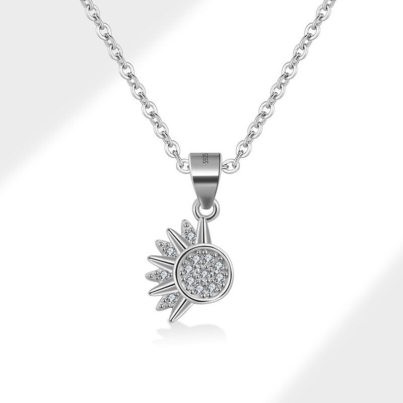 Wholesale  S925 Sterling Silver Sun Moon Couple Necklace