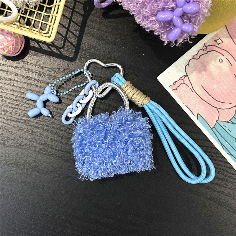 Wholesale Plush small bag lanyard keychain