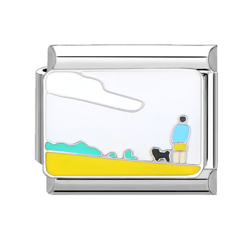 Wholesale Italian Charm Bracelet 9mm DIY Splicing Removable Yellow Element Stainless Steel Composable Bracelet