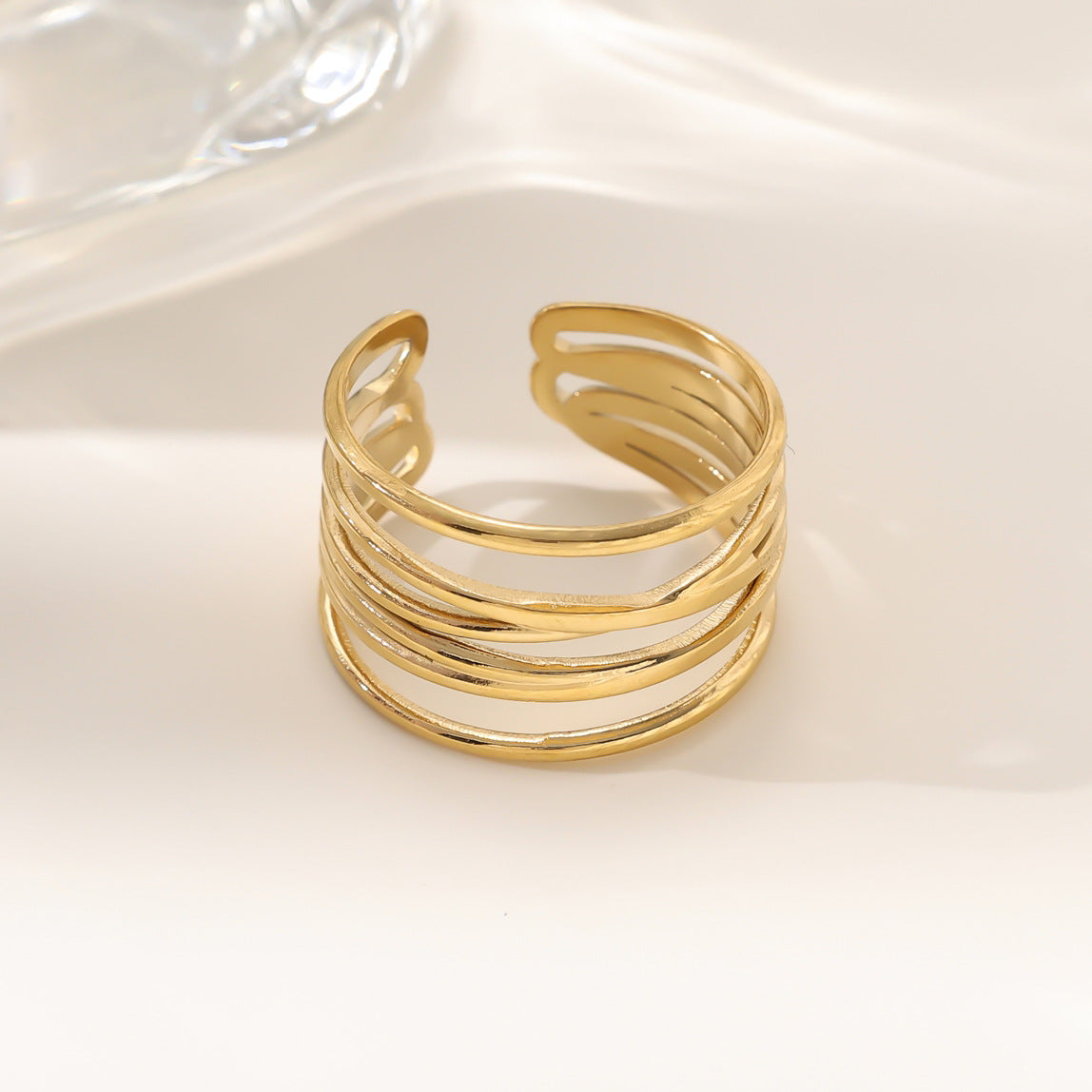 Wholesale Stainless steel gold-plated adjustable ring