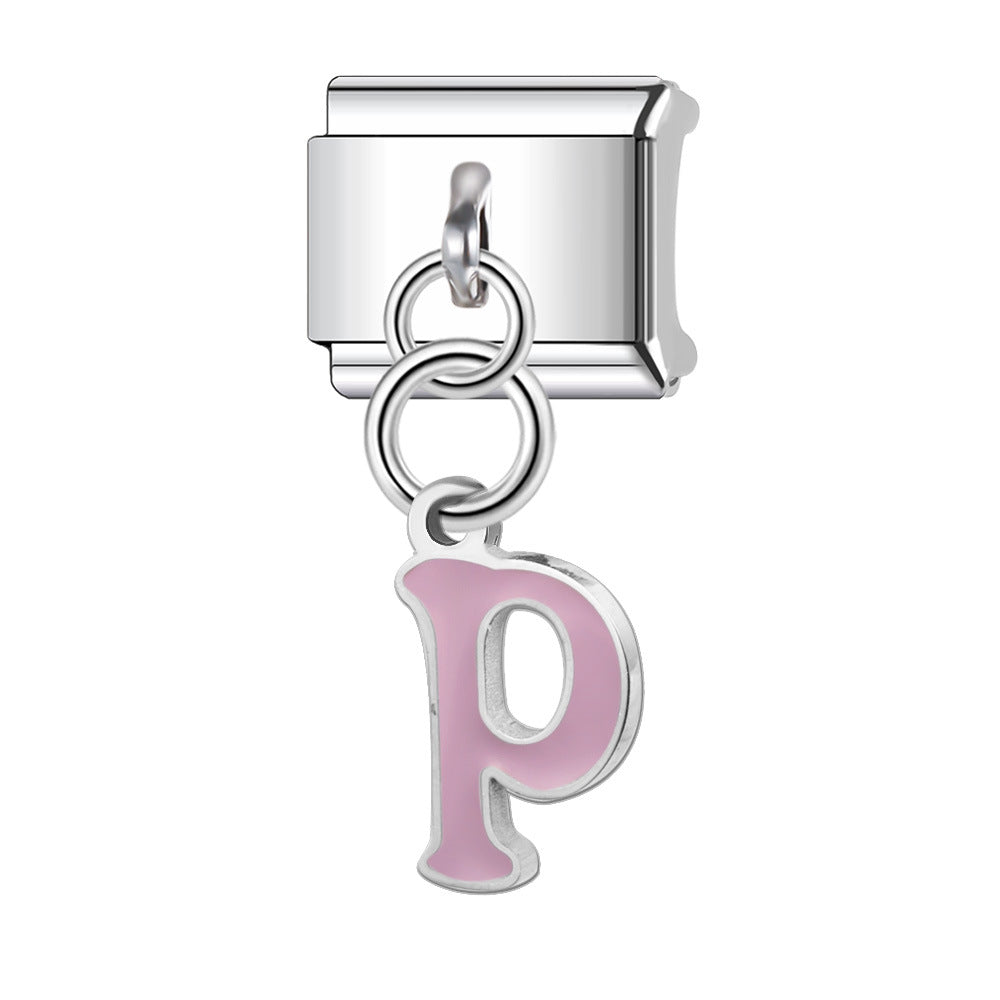 Wholesale Italian Charm Bracelet 9mm DIY Splicing English Letter Name Pendant Stainless Steel Composable Bracelet